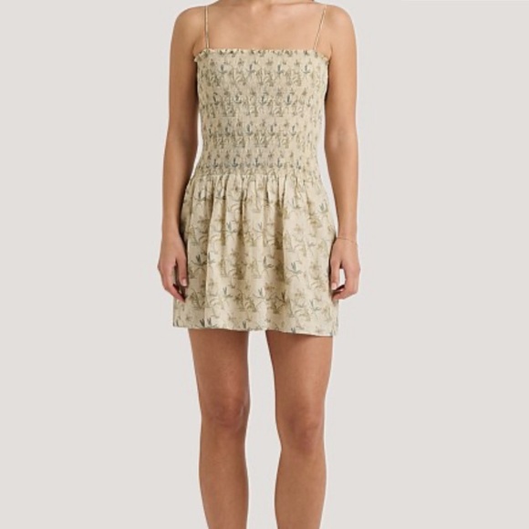 NWT FAITHFULL THE BRAND GERIBA MINI LINEN DRESS Daffodil Cream 4 - Picture 1 of 8